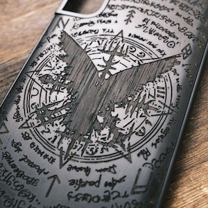 La sorcellerie de Vegvisir (amulette viking), coque en bois pour iPhone, Samsung et Google Pixel, personnalisable