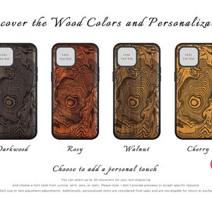 Tree Stamp/ Wood Swirl, Wood Case for iPhone, Samsung Galaxy and Google Pixel Phones, Personalizable image 2