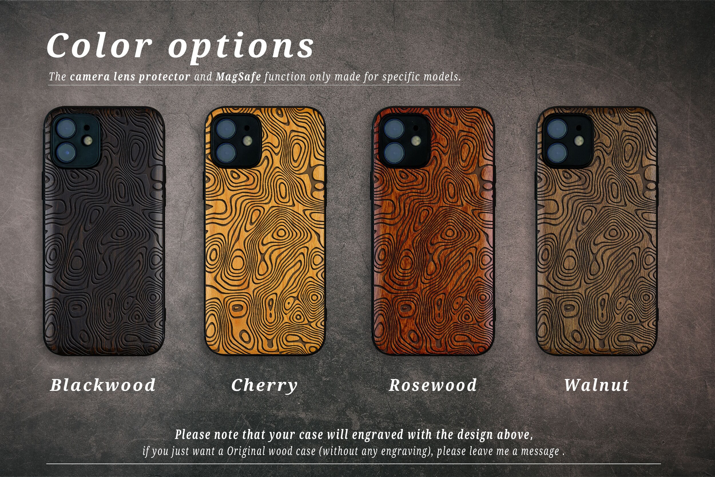 Damascus Steel Style Engraved Wood Case for Iphone 12 Pro Etsy