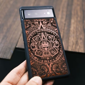Maya Kalender Kunst, Holzhülle für iPhone, Samsung Galaxy und Google Pixel Handys, personalisierbar