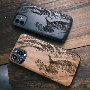 La Grande Vague au large de Kanagawa, Étui en bois pour iPhone, Samsung et Google Pixel, Personnalisable image 4