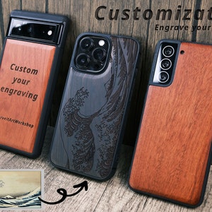 Custom Wood Cases / iPhone / Galaxy / Google Pixel / Custom Image Photo Pet Quote Tattoo Planchette Logo badge Ouija Board Comic Art Gifts image 4