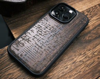 Abstract HandwrittenText of Mystery Notes, Wood Case for iPhone, Samsung Galaxy and Google Pixel Phones, Personalizable