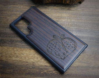Stingray in Scratch Board Artistry, Wood Case for iPhone, Samsung Galaxy and Google Pixel Phones, Personalizable
