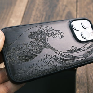 La Grande Vague au large de Kanagawa, Étui en bois pour iPhone, Samsung et Google Pixel, Personnalisable image 6