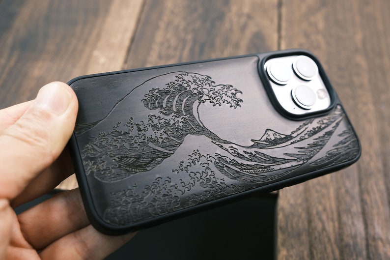 La Grande Vague au large de Kanagawa, Étui en bois pour iPhone, Samsung et Google Pixel, Personnalisable image 6