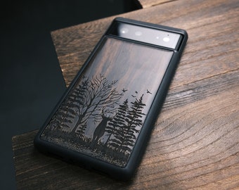 Elk and Woods, Wood Case for iPhone, Samsung Galaxy and Google Pixel Phones, Personalizable