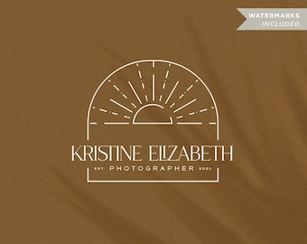 Sunburst Logo set | Photography logo | Bohemian Fashion Logo |  Boho Business Branding Kit | Minimalist Sun Logo | Elegant Boutique Branding