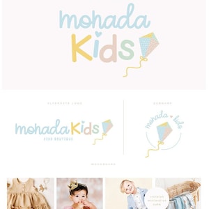 Premade Branding Kit, Complete kids logo design, Baby boutique logo, kids clothing logo, Children logo, Childcare logo, Kindergarten logo