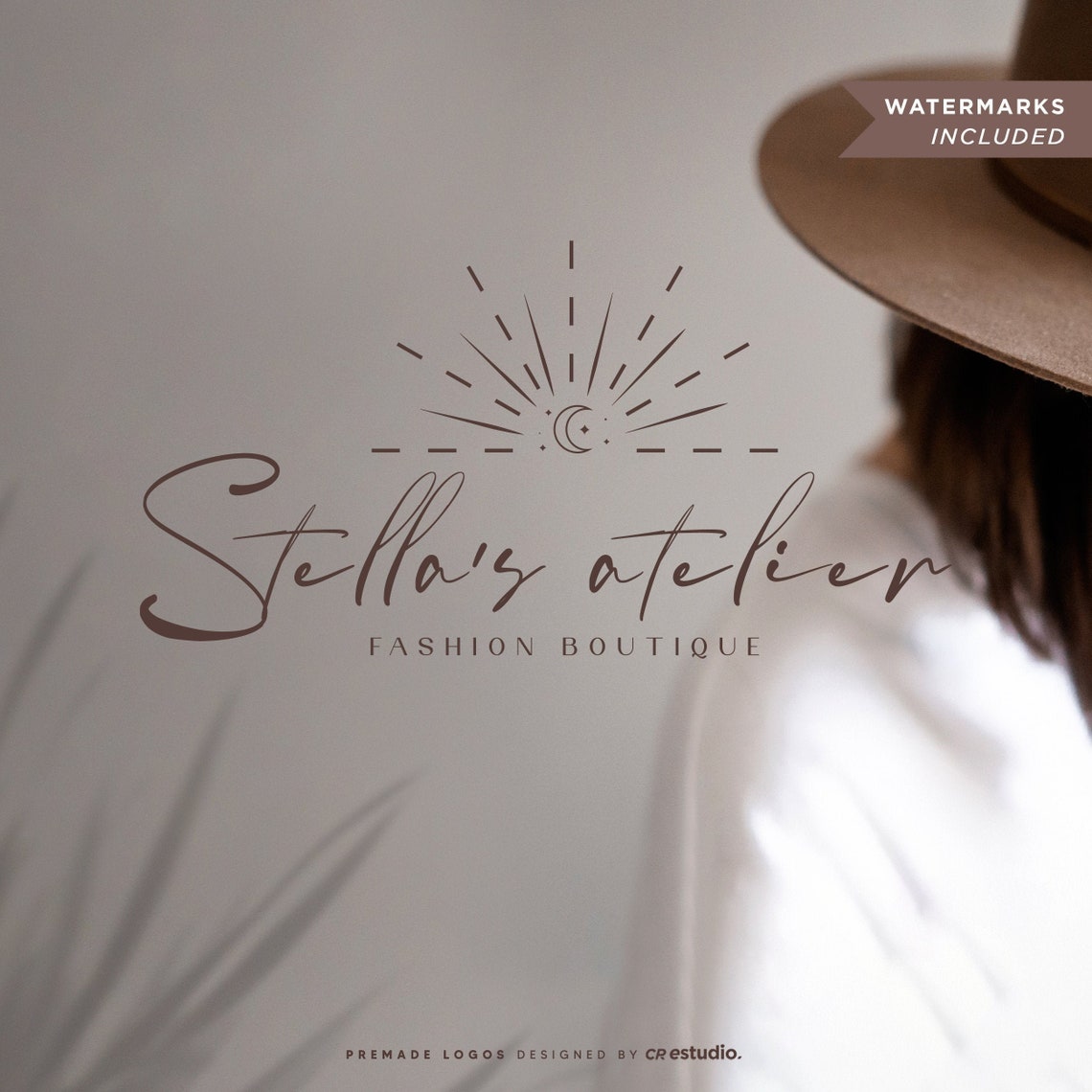 Boho Logo Design Premade Logo Set Fashion Logo Bohemian Etsy