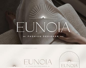 Sunburst Premade Logo Set | Minimalist Boho Boutique Logo | Luxury logo | Elegant logo | Sun logo | Fashion logo | Branding kit (Digital)