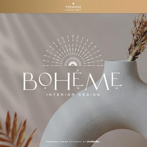 Boho logo design, Premade logo set, Photography logo, Sunburst logo, Sun logo, Coast logo, Yoga Logo, Boutique Logo, Beach logo, swimwear