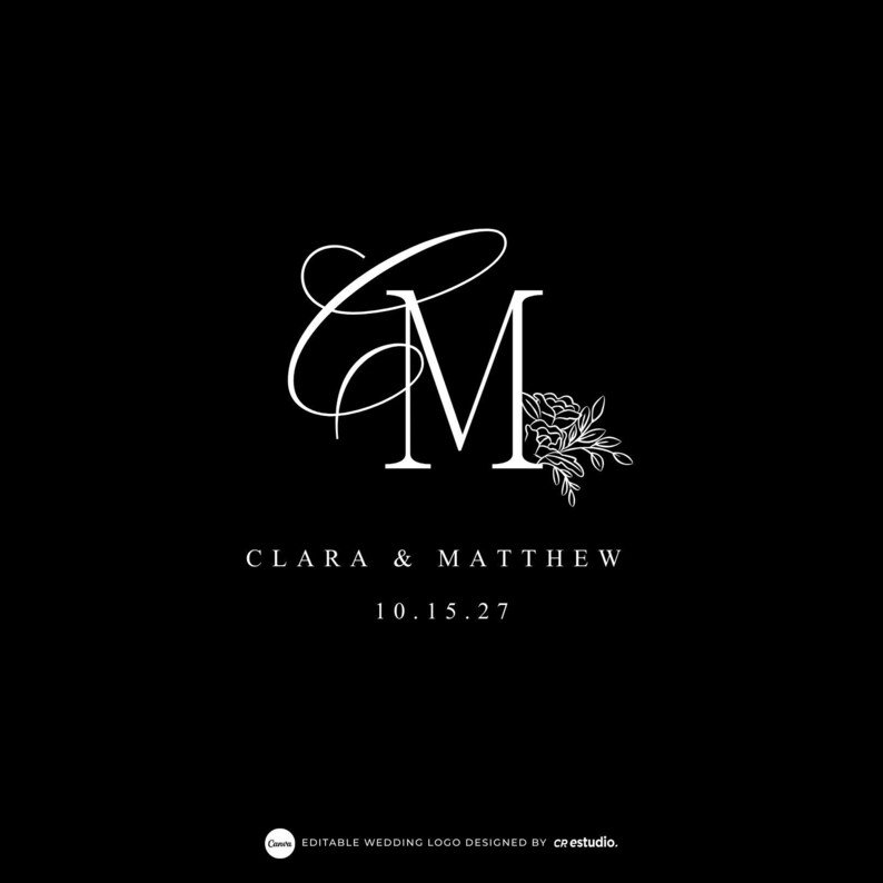 Canva Custom Wedding Logo | Elegant Couple Monogram | Digital Download ...