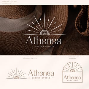 Sunburst Premade Logo Set | Bohemian Fashion Logo |  Boho Business Branding Kit | Minimalist Sun Logo | Elegant Boutique Branding