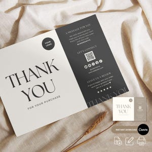 Canva 編集可能なビジネス サンキュー カード テンプレート | ミニマリスト カード | ご注文ありがとうございます 中小企業向け | 印刷可能なポストカード テンプレート