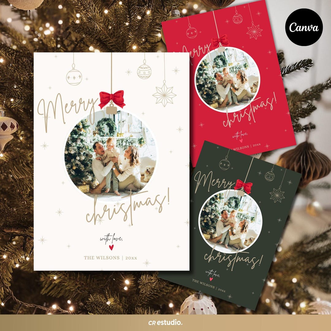 Editable Photo Christmas Card Template | Canva Holiday Card (digital ...