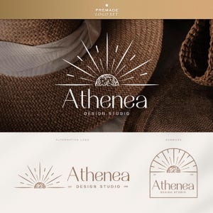 Sunburst logo, Premade logo set, Fashion logo, Bohemian logo, Sun Beams logo, Minimalist logo, Boho Sun logo, Celestial Logo, Coast logo