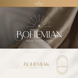 Boho logo design, Premade Logo Set, Luxury logo, Bohemian logo, Sun Beams logo, Elegant logo, Sunburst Logo, boho sun logo, Fashion logo