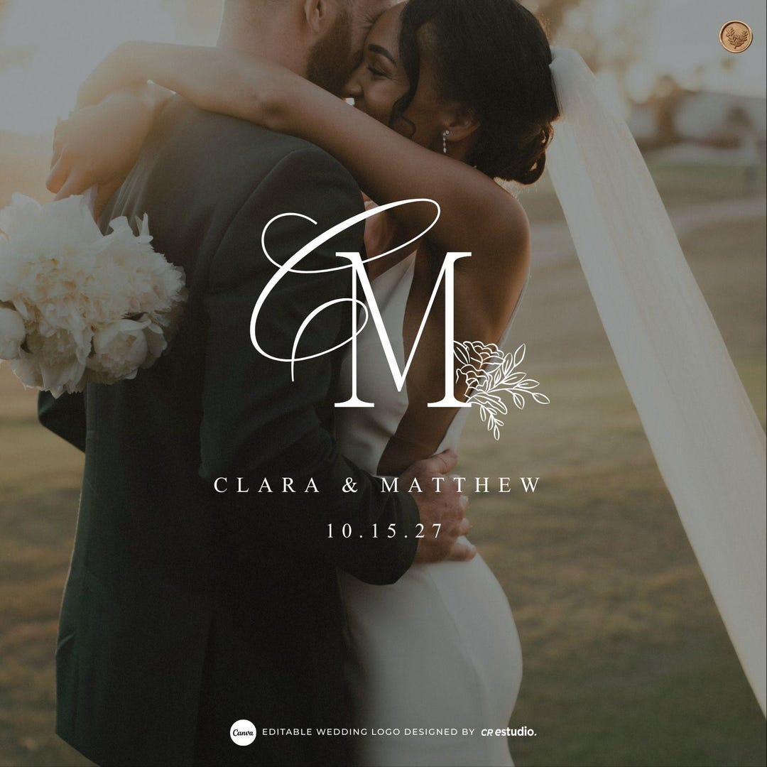 Canva Custom Wedding Logo | Elegant Couple Monogram | Digital Download ...