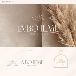 Sunburst Premade Logo Set | Minimalist Boho Boutique Logo | Luxury logo | Elegant logo | Sun logo | Fashion logo | Branding kit (Digital)