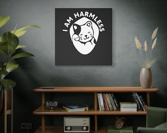 Arte de parede em tela - Design de gato "Eu sou inofensivo", decoração fofa para casa, presente para amantes de animais de estimação, decoração de parede para quarto, arte de parede para amantes de gatos, design de arte de parede em tela