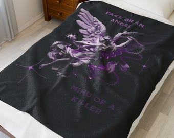Manta con temática de ángeles, suave y celestial, colcha de querubines, decoración para el hogar de serafines, regalo de ángel de la guarda, manta única, estética oscura