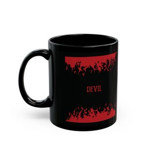 Devil Coffee Mug, Satanic Tea Cup, Gothic Kitchen Decor, Halloween Gift, Spooky Drinkware, Occult Home Accessories, Coffee Cup