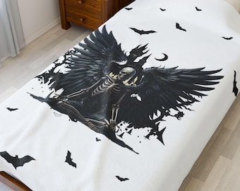 Gothic Skeleton Throw Blanket - Cozy Home Decor for Halloween, Spooky Vibes, Party, Bedroom, Living Room, Gothic Skeleton, Skeleton Blanket