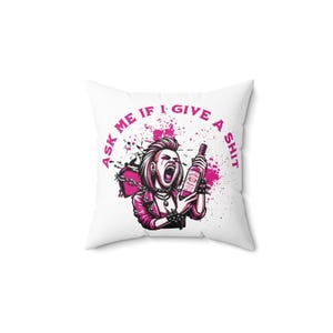 Humorous Square Pillow, Funny Home Decor Accent, Bold Statement Pillow, Comedy Lover Gift, Spun Polyester Cushion, Couch Pillow