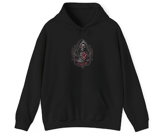 Grim Reaper Heart Hoodie | Dark Gothic Skull Pullover