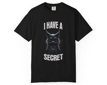 Gothic Cat Face I Have a Secret T-Shirt, Dark Cat Illustration,  Gothic Cat T-Shirt, Cat Lover T-Shirt, Animal T-Shirt, Gift For Cat Lover