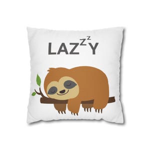 Funda de almohada cuadrada de perezoso/Decoración acogedora para el hogar, regalos para amantes de los animales, lindo detalle para el dormitorio, regalo para amantes de los perezosos, temática de relajación [...]