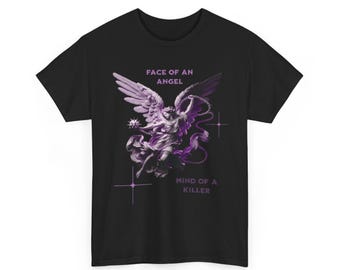 Angel and Killer Unisex T-Shirt aus schwerer Baumwolle, Grafik-T-Shirt, Himmlisches T-Shirt, Himmel und Hölle, Angelic Devil Top, Streetwear-Mode