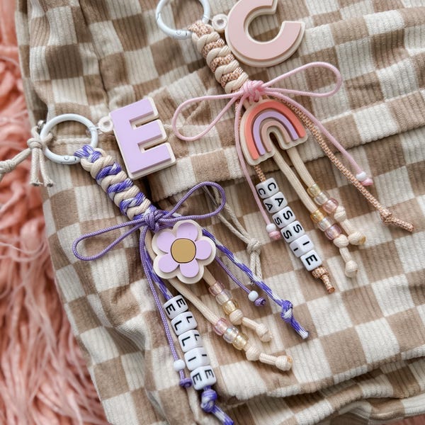 Happy Charms Bag Charm with Paracord and Custom Name