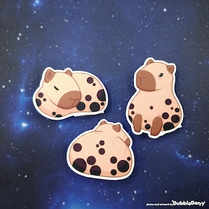 Bubbletea Capybaras Vinyl Sticker - Matt Laminiert