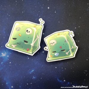 Qubert - Gelatinous Cube Slime Vinyl Sticker - Matt Laminiert -