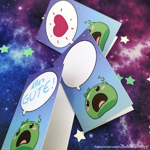 Selbst beschreibbare Slime Grußkarte geklappt - A7 Print auf 300g Papier