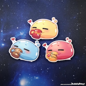 Süße Tassen schlürf Slimes Vinyl Sticker - matt softouch laminiert