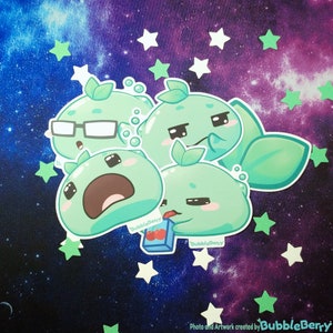 Momo Slime Emote Vinyl Sticker - Matt soft touch Laminiert