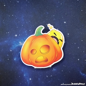 Niedlicher Kürbis fressender Slime Vinyl Sticker - matt softouch laminiert