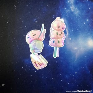 Limited - Kirschblüten Edition Dango/Windspiel Slime Vinyl Sticker - regenbogen holo laminiert