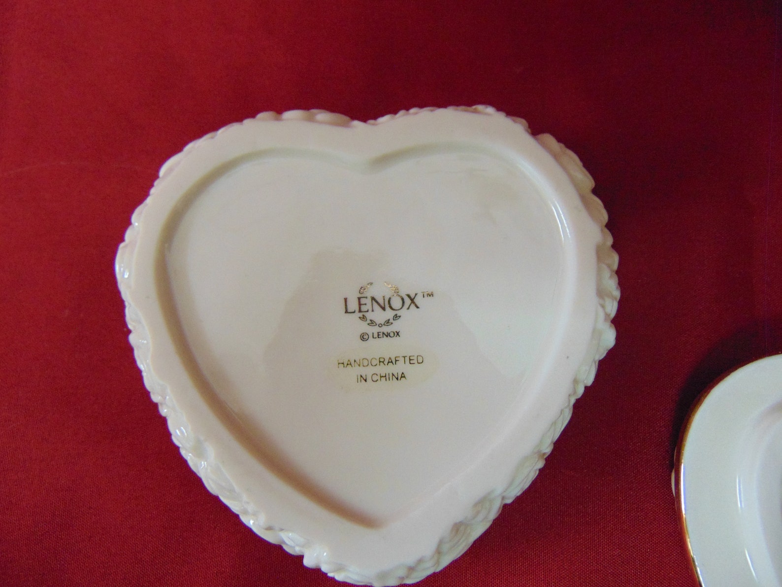 Lenox heart shape trinket box. Ivory white porcelain embossed Etsy