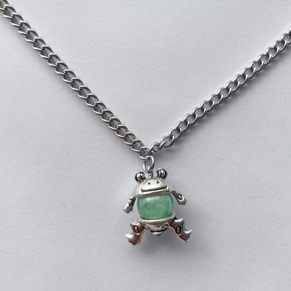 crystal necklace frog | Aventurine & Rose Quartz