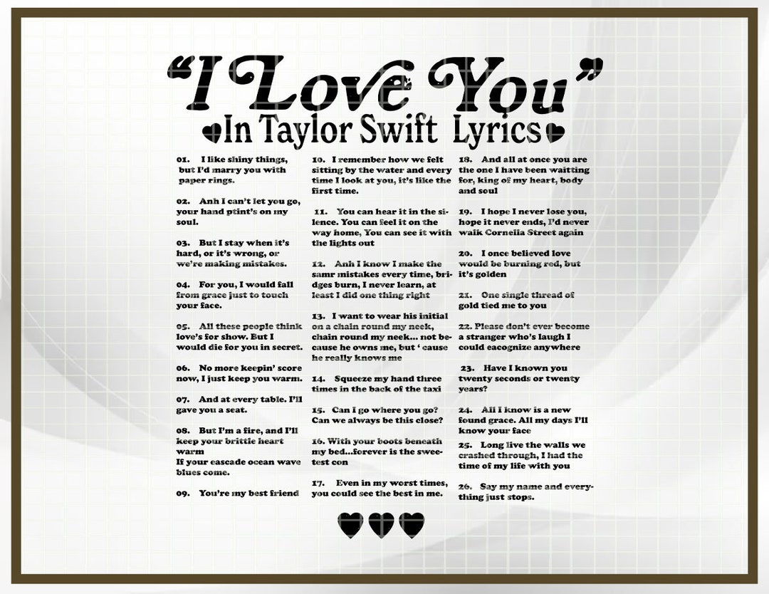 TS Lyrics PNG, I Love You Taylor Png, You Are My Best Friend Instant