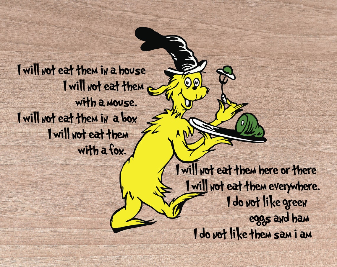 I dont not like green eggs and ham svg Dr seuss svgpngdxf | Etsy