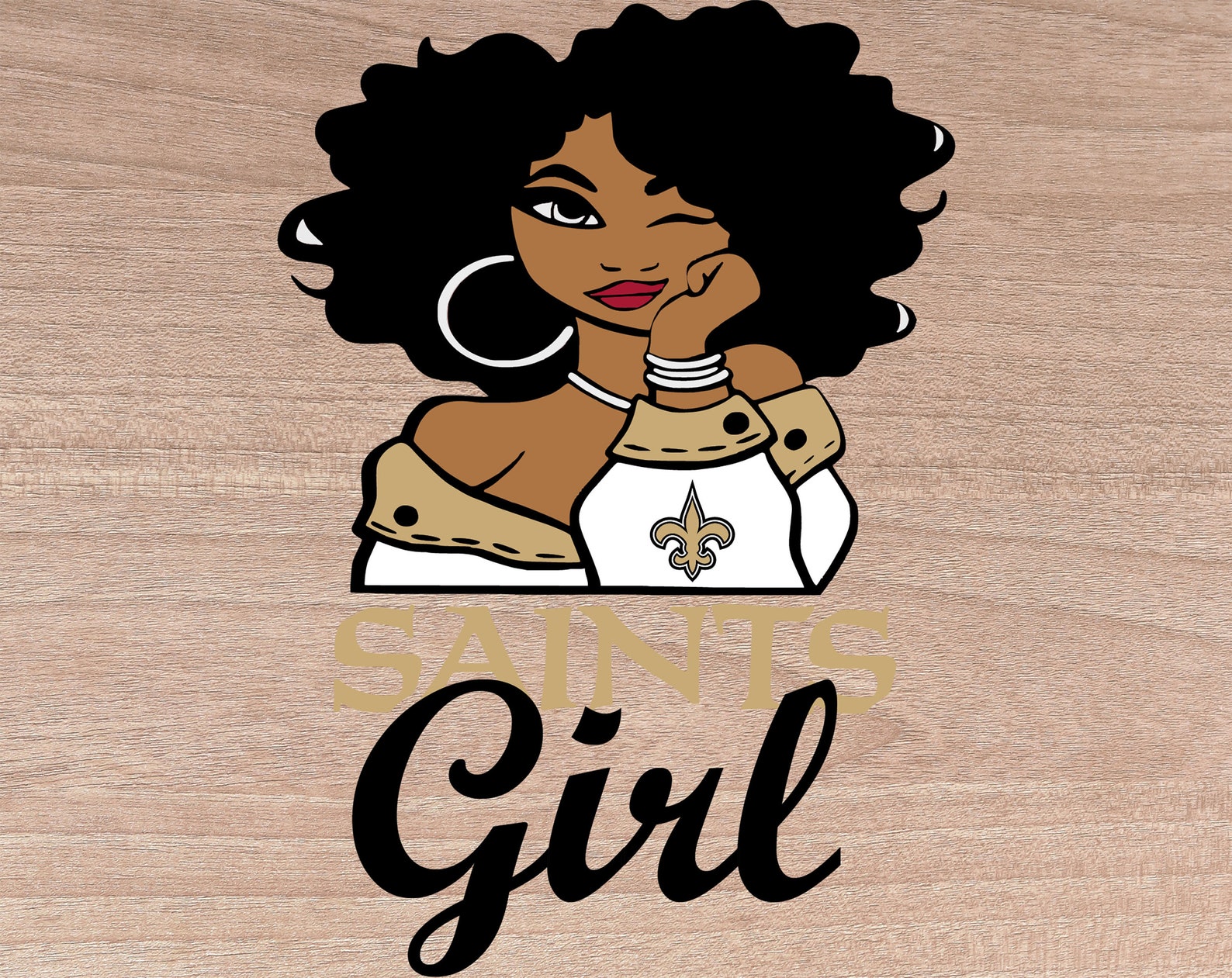 New Orleans Saints Girl NFL Logo Svg NFL Lover svg Afro svg Etsy