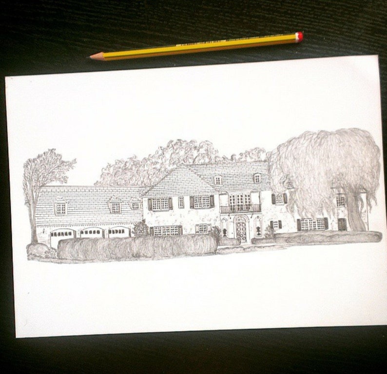 Custom Pen and Ink House Portrait.ink Sketch of Your Etsy