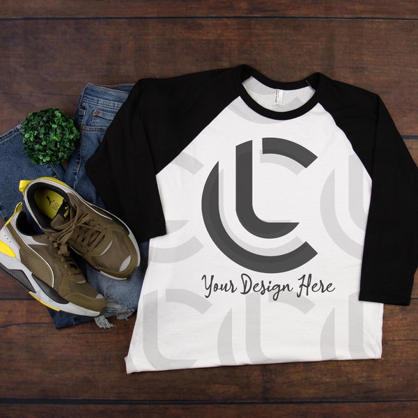 American Apparel Mockup | American Apparel 3/4 Raglan Mockup | American Apparel Shirt Mockup | Flat Lay Tshirt Mockup | CL Design and mockup