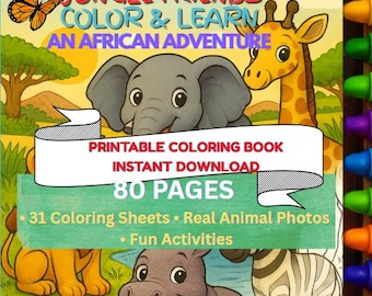 African Jungle Animal Educational Coloring Book for Kids (PDF Download)