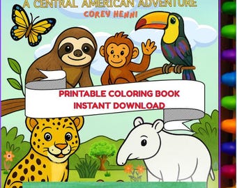 Central America Jungle Animal Educational Coloring Book for Kids (PDF Download)